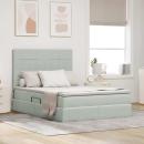 ARDEBO.de - Bett mit LED-Lichtleisten Hellgrau 140 x 190 cm Samt