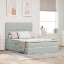 ARDEBO.de - Bett mit LED-Lichtleisten Hellgrau 140 x 200 cm Samt