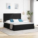 ARDEBO.de - Bett mit LED-Lichtleisten Schwarz 180 x 200 cm Samt