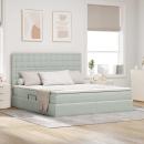 ARDEBO.de - Bett mit LED-Lichtleisten Hellgrau 180 x 200 cm Samt