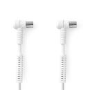 ARDEBO.de - Koaxial Kabel | IEC (Coax) Stecker | IEC (Coax) Buchse | Vernickelt | 120 dB | 75 Ohm | 4-fach geschirmt | 1.50 m | Rund | PVC | Weiss | Label