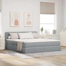 ARDEBO.de - Bett mit LED-Lichtleisten Hellgrau 160 x 200 cm Stoff