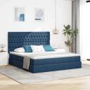 ARDEBO.de - Bett mit LED-Lichtleisten mit Kopfteil Blau 160 x 200 cm Stoff