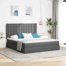 ARDEBO.de - Bett mit LED-Lichtleisten Dunkelgrau 160 x 200 cm Stoff