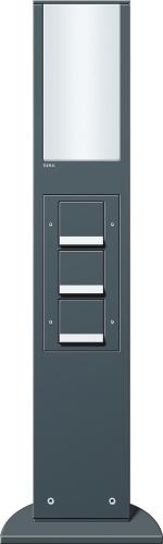 ARDEBO.de Gira 134228 Energiesäule mit Lichtelement Höhe 769 mm 3 SCHUKO-Steckdosen mit integriertem erhöhten Berührungsschutz (Shutter) und Symbol, Anthrazit