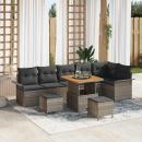 ARDEBO.de - Garten-Sofa-Set 9 pcs Grau Poly-Rattan