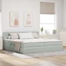 ARDEBO.de - Bett mit LED-Lichtleisten Hellgrau 200 x 200 cm Samt