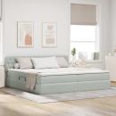 ARDEBO.de - Bett mit LED-Lichtleisten Hellgrau 200 x 200 cm Samt