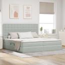 ARDEBO.de - Bett mit LED-Lichtleisten Hellgrau 200 x 200 cm Samt