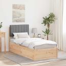 ARDEBO.de - Bettgestell mit gepolstertem Kopfteil Hellgrau 80 x 200 cm