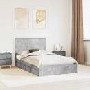 ARDEBO.de - Bettrahmen mit Schubladen Beton Grau 135 x 190 cm Holzwerkstoff