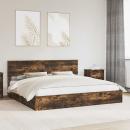 ARDEBO.de - Bettrahmen Geräucherte Eiche 200 x 200 cm Holzwerkstoff