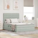 ARDEBO.de - Bett mit Stauraum und LED Hellgrau 140 x 200 cm Samt