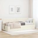 ARDEBO.de - Eckbettgestell mit Matratze mit Kopfteil Creme 80 x 200 cm Samt