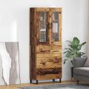 ARDEBO.de - Highboard mit Schubladen 2 pcs Altholz Engineered Wood und Glas