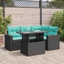 ARDEBO.de - 5tlg. Garten-Sofagarnitur mit Kissen Schwarz Poly Rattan Akazie