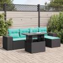 ARDEBO.de - 6-tlg. Garten-Sofagarnitur mit Kissen Schwarz Poly Rattan