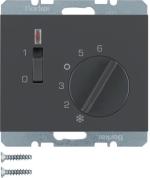 ARDEBO.de Berker 20307106 Temperaturregler mit Öffner, Zentralstück, Wippschalter, LED, K.1, anthrazit matt, lackiert