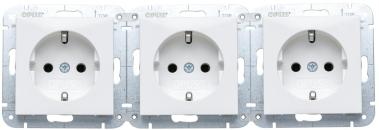 ARDEBO.de OPUS QUICK 55 Schutzkontakt-Steckdose Premium 3-fach mit erhöhtem Berührungsschutz, IP20, polarweiß (512.479.37)