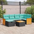 ARDEBO.de - 7-tlg. Garten-Sofagarnitur mit Kissen Schwarz Poly Rattan