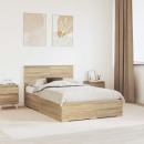 ARDEBO.de - Bettrahmen mit Kopfteil Sonoma-Eiche 120 x 200 cm Holzwerkstoff
