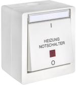 ARDEBO.de OPUS RESIST Heizung Notschalter, 2-polig, rote Linse, Aufputz, reinweiß (755.644.02)