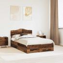 ARDEBO.de - Bettrahmen mit Kopfteil Altholz 120 x 200 cm Holzwerkstoff