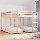 ARDEBO.de - Dreifach Etagenbettrahmen Natur 80 / 200 x 200 cm