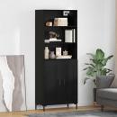 ARDEBO.de - Highboard Schwarz Eichen-Optik 69,5 x 34 x 180 cm Holzwerkstoff