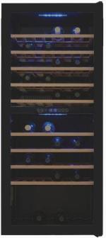 ARDEBO.de Exquisit WS2-114-GTE-160G Weinkühlschrank, 55,2 cm breit, 114 Standardweinflaschen, 2 Kühlzonen, LED Licht, Kindersicherung, schwarz