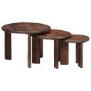 ARDEBO.de - Satztische 3 pcs Dunkelbraun Massivholz Mango