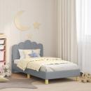 ARDEBO.de - Kinderbettgestell mit Kopfteil Hellgrau 80 x 160 cm Stoff