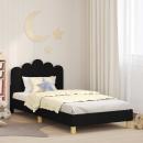 ARDEBO.de - Kinderbettgestell mit Kopfteil Schwarz 90 x 190 cm Stoff