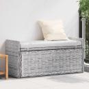 ARDEBO.de - Sitzbank mit Stauraum Weiß gewaschen 110 x 40 x 50 cm Rattan