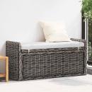 ARDEBO.de - Sitzbank mit Stauraum Schwarz gewaschen 110 x 40 x 50 cm Rattan