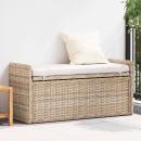 ARDEBO.de - Sitzbank mit Stauraum mit Kissen Natur 110 x 40 x 50 cm Rattan