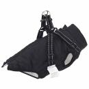 ARDEBO.de - Hundemantel mit Geschirr Schwarz L Fleece und Polyester