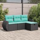 ARDEBO.de - 4-tlg. Garten-Sofagarnitur mit Kissen Schwarz Poly Rattan