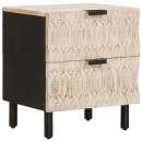 ARDEBO.de - Nachttisch Weiß 40 x 33,5 x 46 cm Massivholz Mango