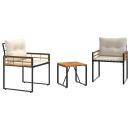 ARDEBO.de - Gartenmöbel Set mit Kissen 3 pcs Creme