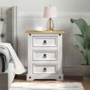 ARDEBO.de - Nachttisch Weiß 53 x 39 x 66 cm Massives Kiefernholz