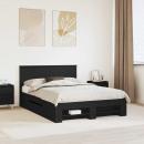 ARDEBO.de - Bettrahmen mit Kopfteil Schwarz 140 x 200 cm Holzwerkstoff