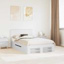 ARDEBO.de - Bettrahmen mit Kopfteil Weiß 137 x 203 cm Holzwerkstoff