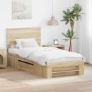 ARDEBO.de - Bettrahmen mit Kopfteil Sonoma-Eiche 90 x 200 cm Holzwerkstoff