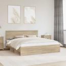 ARDEBO.de - Bettrahmen mit Kopfteil Sonoma-Eiche 180 x 200 cm Holzwerkstoff