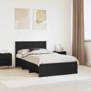 ARDEBO.de - Bettrahmen mit Kopfteil Schwarz 120 x 123 cm Holzwerkstoff