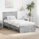 ARDEBO.de - Bettrahmen mit Kopfteil Beton Grau 120 x 123 cm Holzwerkstoff