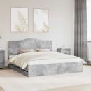 ARDEBO.de - Bettrahmen mit Kopfteil Beton Grau 200 x 200 cm Ingenieurs Holz