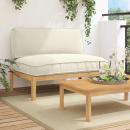 ARDEBO.de - Sofa Set mit Kissen Creme 120 x 80 x 69 cm Massivholz Akazie