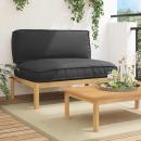 ARDEBO.de - Sofa Set mit Kissen Schwarz 120 x 80 x 69 cm Massivholz Akazie